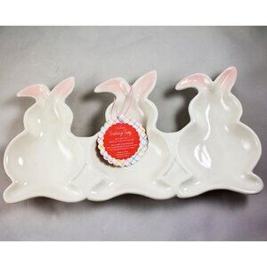 Easter Home Essentials 3 Section Ceramic Serving Tray Bunnies Bunny 12.7"